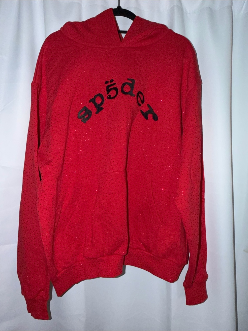 Sp5der VVS Hoodie Red W/ Rhinestones